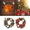 Christmas Pinecone Wreath with Cotton Balls Festival Front Door Hanging Garland for Home Decoration