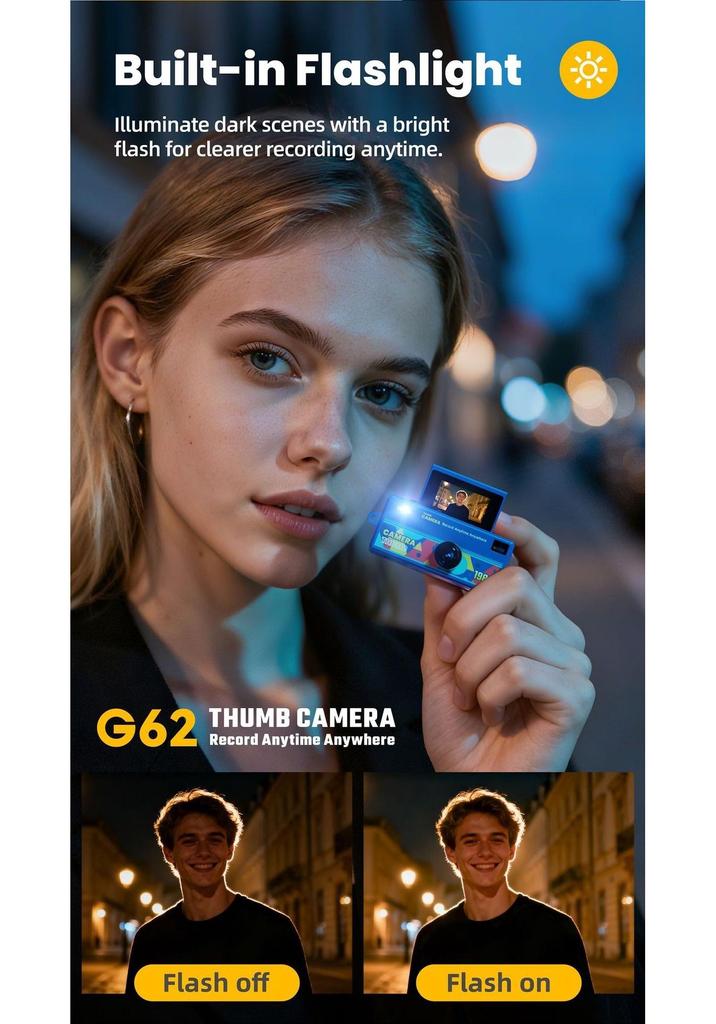 G62 Portable HD Flip Screen Camera: Thumb-Sized, Backpack Pendant for Students & Parties