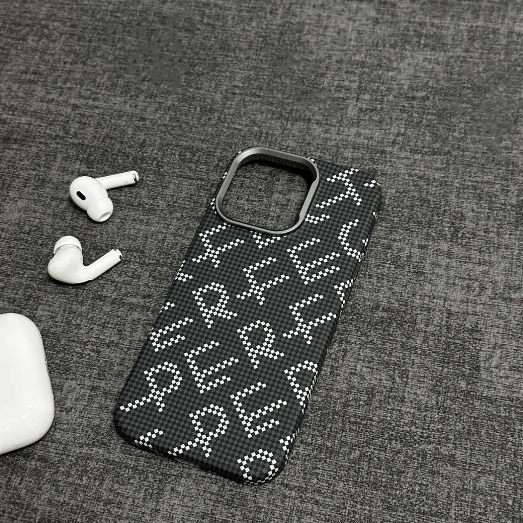 Applicable To IPhone17promax Carbon Fiber Pattern Mobile Phone Case Apple 16 Metal Lens Frame PC Ultra Thin Protective Case