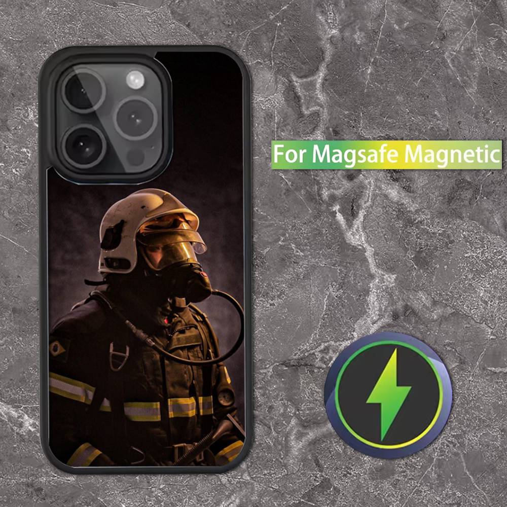 Fireman Firefighter Phone Case For iPhone 16,15,14,13,12,11,Pro,Max,Plus,Mini,SE Magsafe Magnetic Wireless Charging