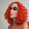 Red-haired, big-mouthed ugly woman mask, quirky party costume mask