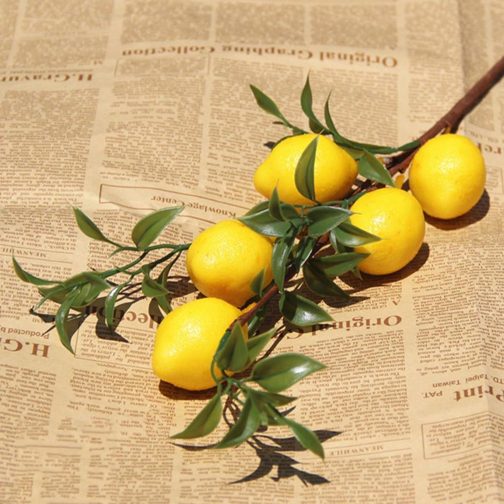 1 st Lyxig Citron Fruktgren Med Gröna Blad Konstgjorda Blommor Hem Fotorekvisita Flores Artificales Falska Växter