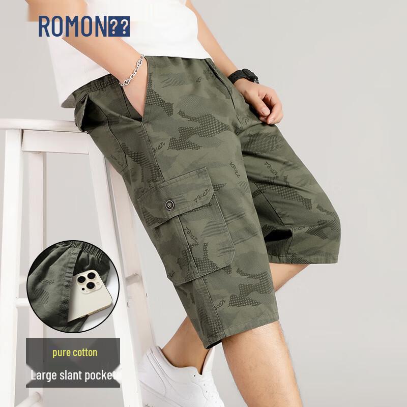 ROMON Men s Cotton Printed Cargo Shorts 4XL