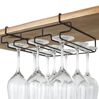 Stainless Steel Decorative Organizer Storage Shelf Cabinet Goblet Stemware Holder Cup Hanger Wine Glass Rack Hanging Rack