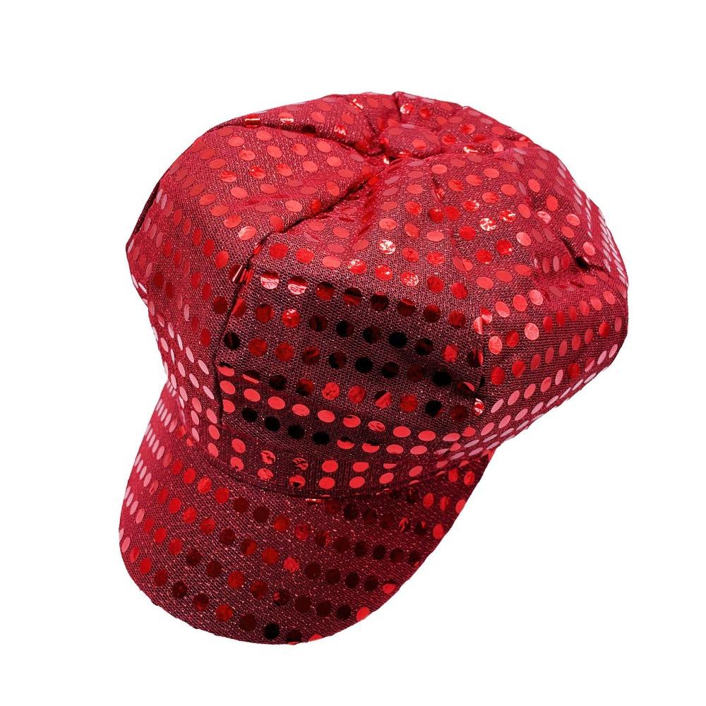 Dress Up Glitter Caps Octagonal Costume Hat Halloween Disco Sequin Hat Men Women