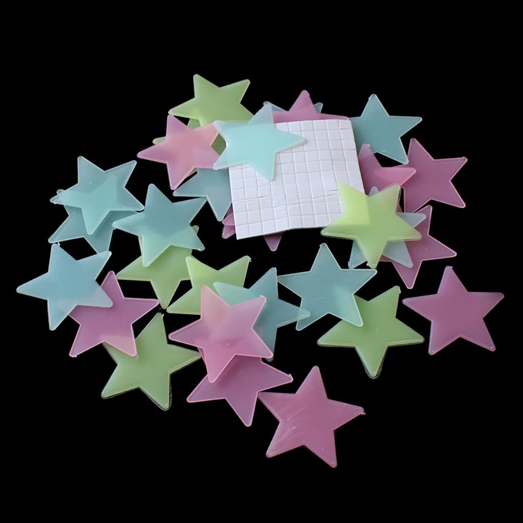 100x Wall Stickers Stars Luminous The Dark Plastic .8cm