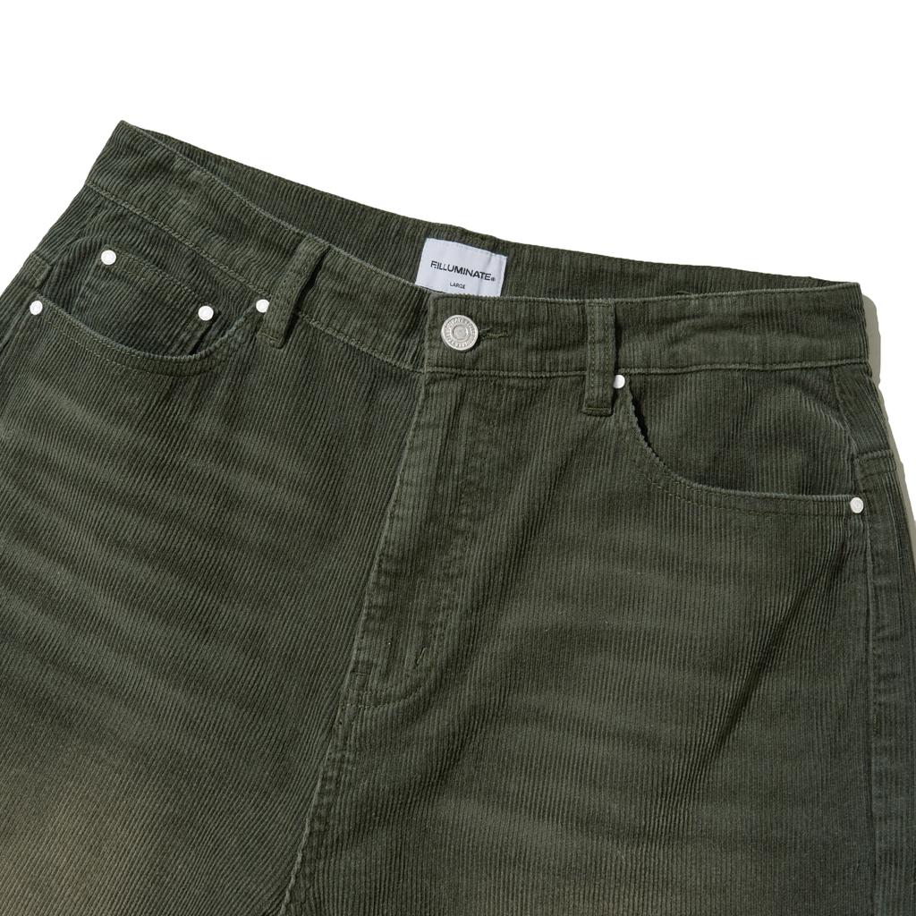 Pantalons en velours côtelé délavé vintage FILLUMINATE - Kaki