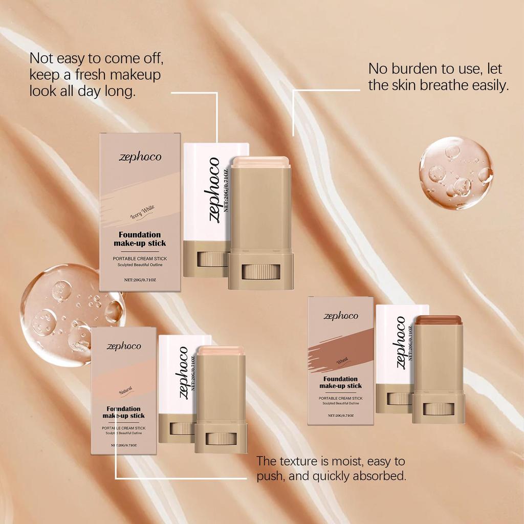 Zephoco Ivory White Hydrating Foundation Stick - Lightweight, Long-Lasting, Even Coverage.