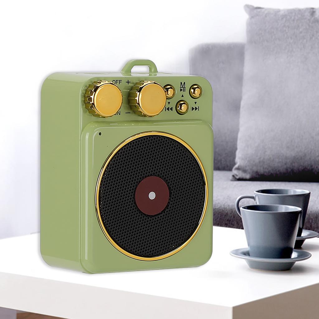 DC 3.7V Retro Bluetooth 5.0 Speaker with Smart O Voice Broadcast for MP3  TF CardGreen