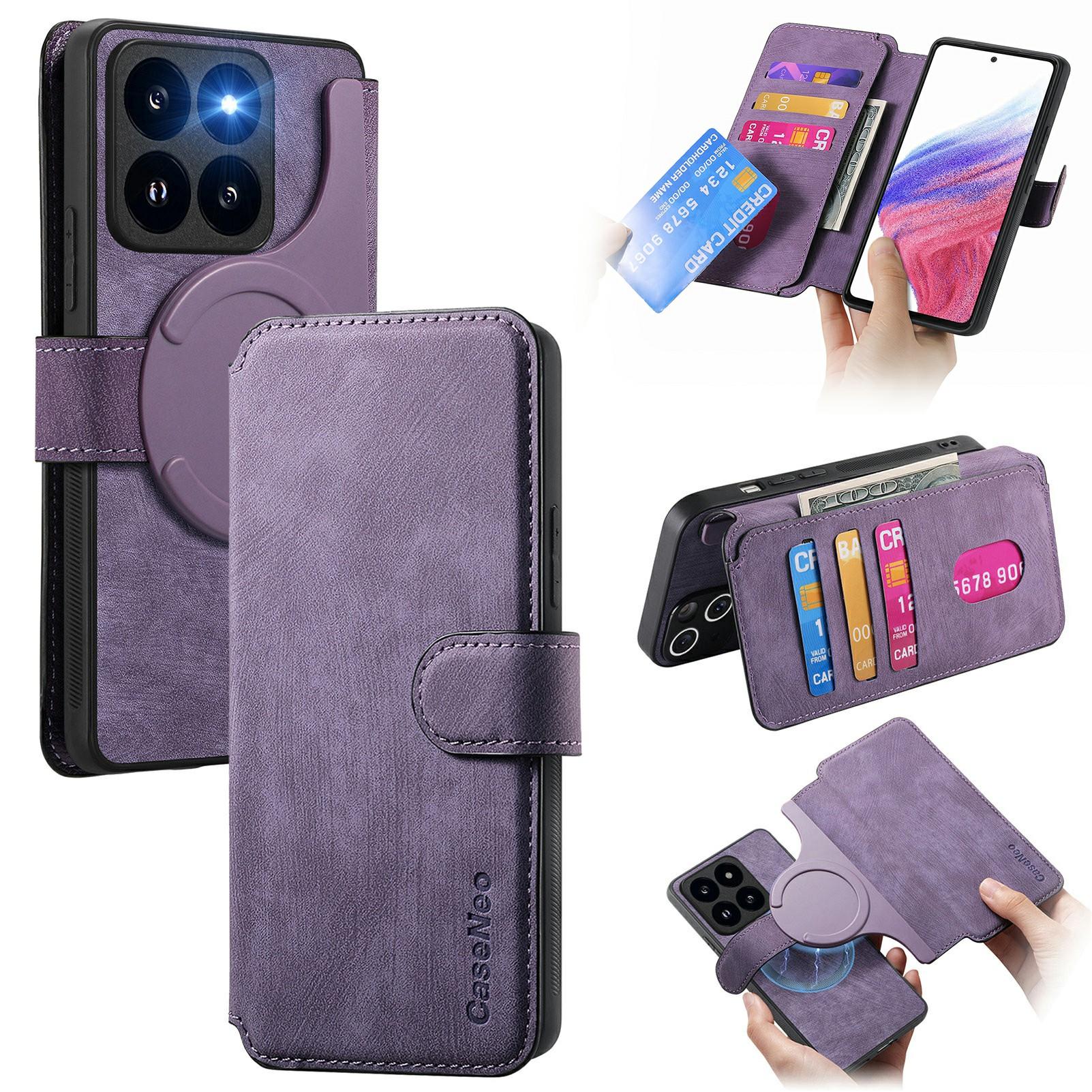 

CASENEO MW-03 Для Xiaomi 14T Чохол Знімний Гаманець Шкіра+ТПУ Чохол для Телефону Purple