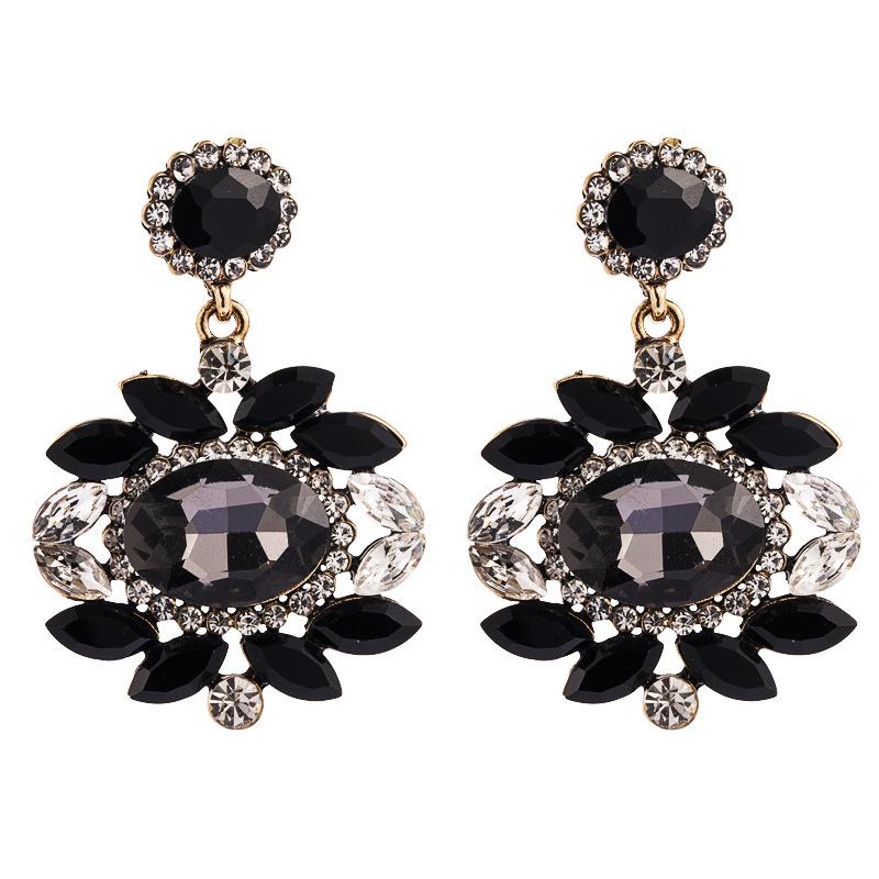 Women Retro Drop Earrings Titanium Steel Alloy Pendant Earrings Acrylic Colorful Grass Crystal Flower Geometric Ear Ornaments