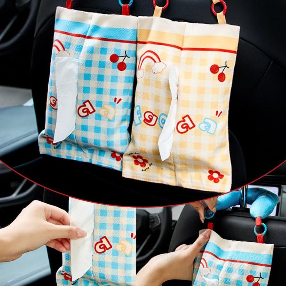 With Handle Hanging Tissue Storage Bag Easy Install Multifunctional Tissue Pouch  Auto Accessories