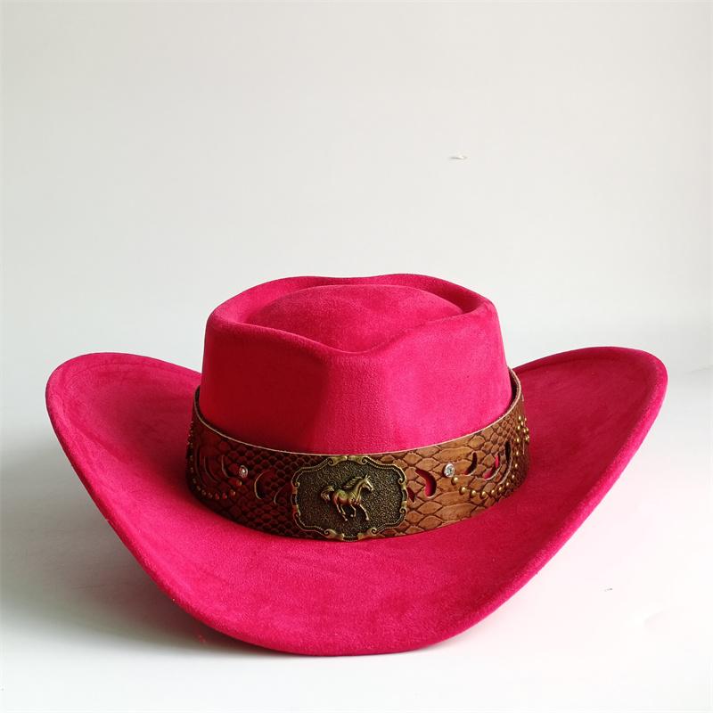 Heart Shaped Cowboy Hat Horse Head Leather Accessory Western Cowboy Hats Vintage Big-edge Gentleman Cowgirl Jazz Hat Holidays