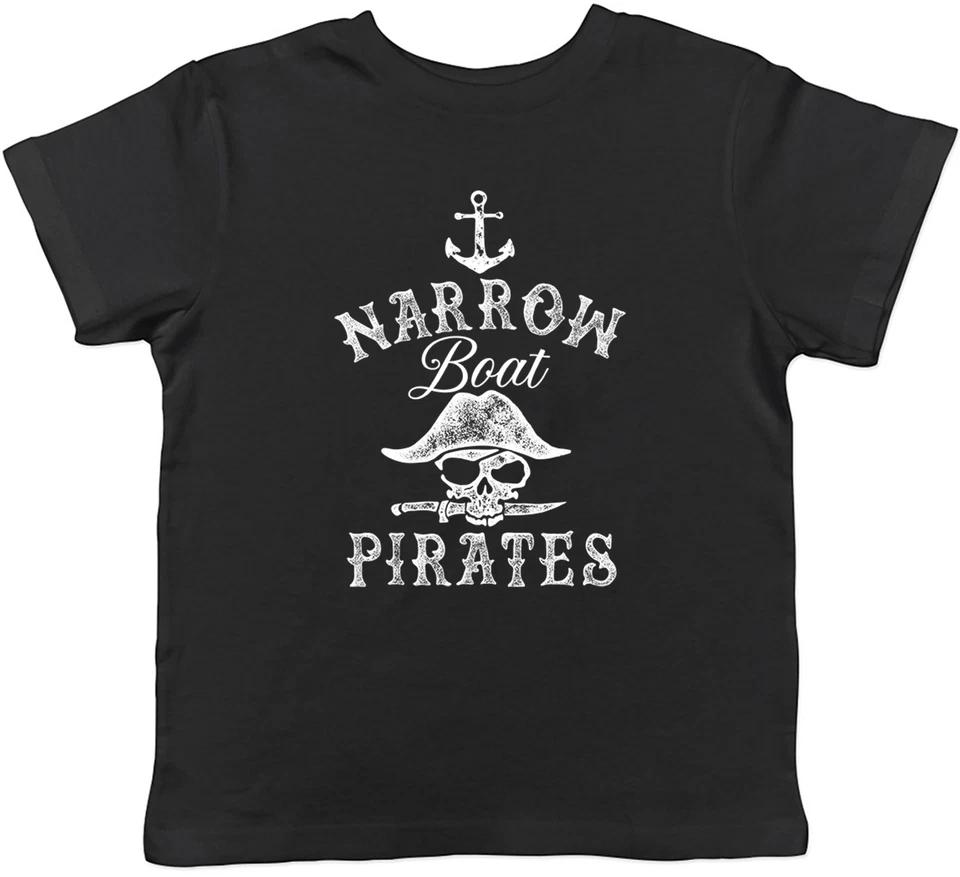 Funny Narrowboat Pirate Waterway Boat Skull Kids T-Shirt Boys Girls Gift 100