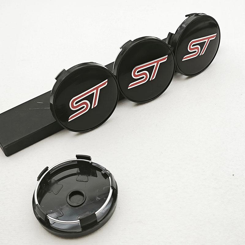 4PCS 60mm ST Line Logo ST Car Wheel Center Hub Caps Rim Cover For Ford Focus Mondeo Mustang Fiesta Kuga MK2 Hubcaps Accessories