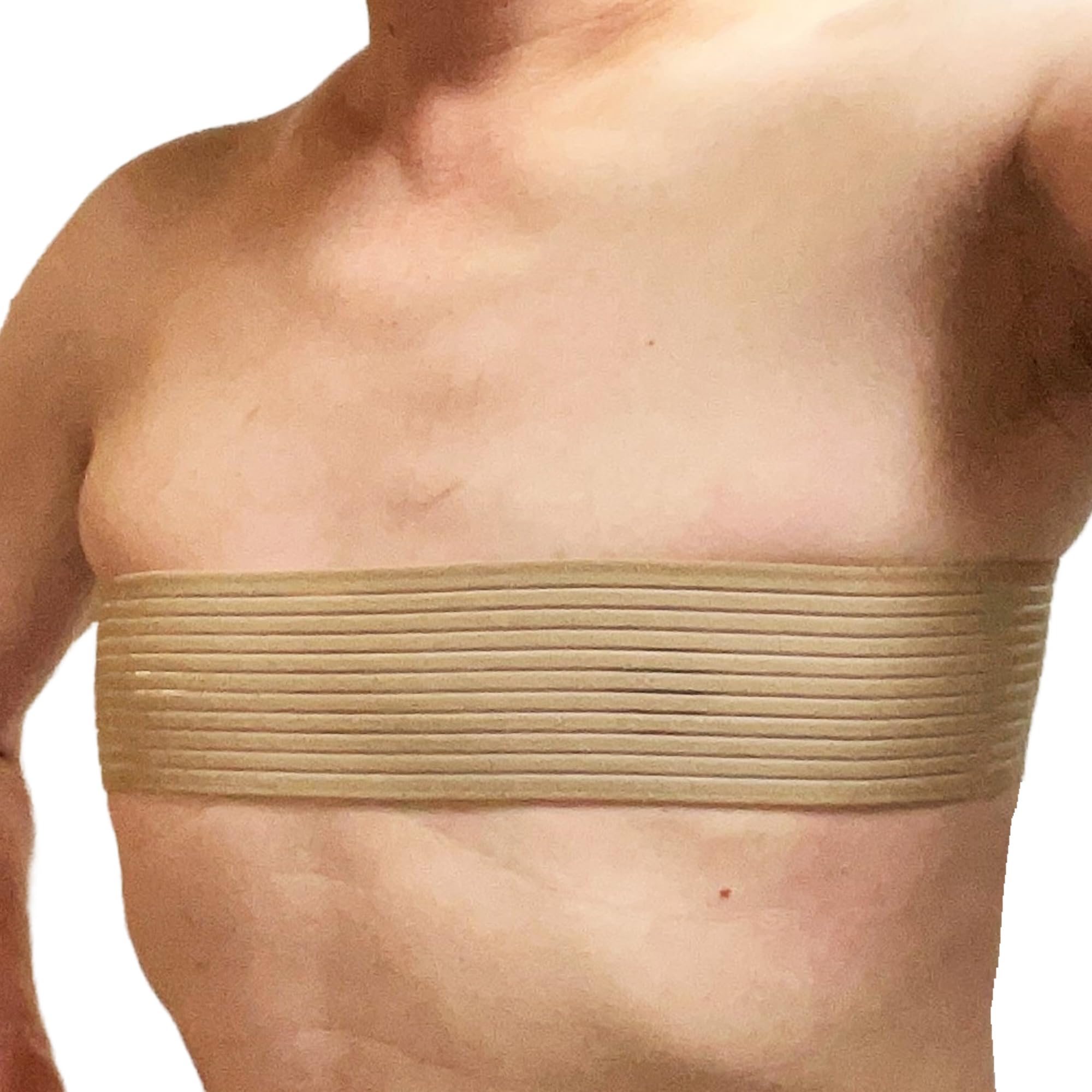 

LUSAS Набор накладок на соски из 2 штук Защита от натирания сосков и поддержка груди Мужские ленты, [Предотвращает просвечивание] Мужской тип бандажа (большой) бежевый