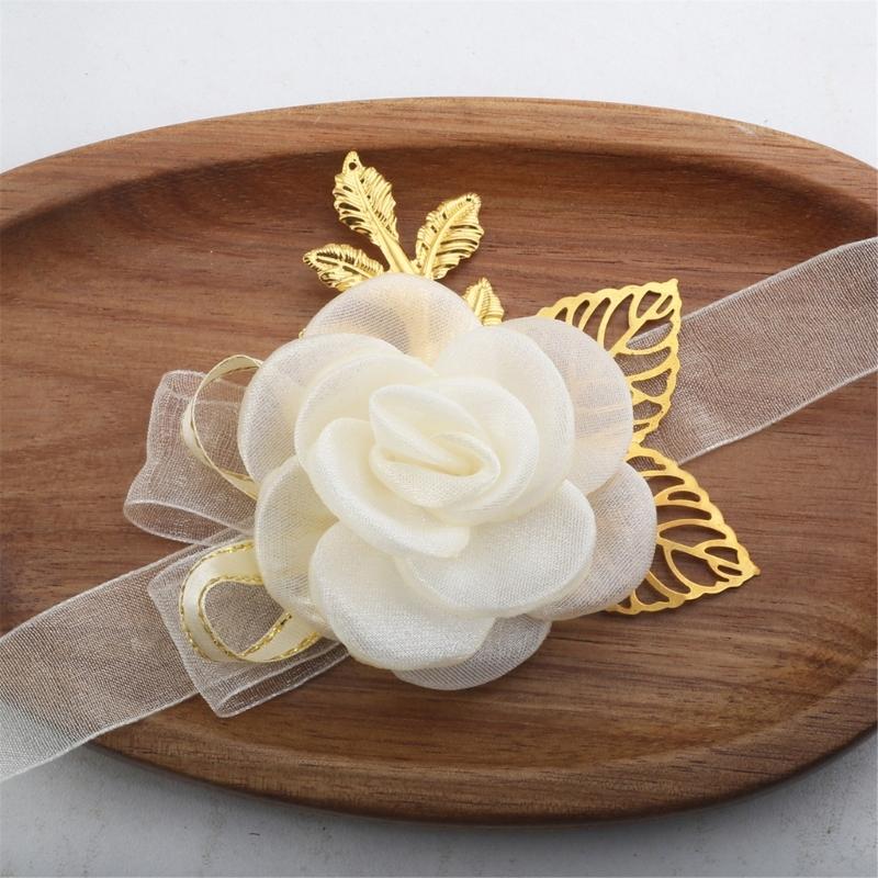 Wedding Boutonniere and Wrist Flower Set Wrist Jewelry For Wedding Ceremony Celebration Bride Groom Dressingup Props