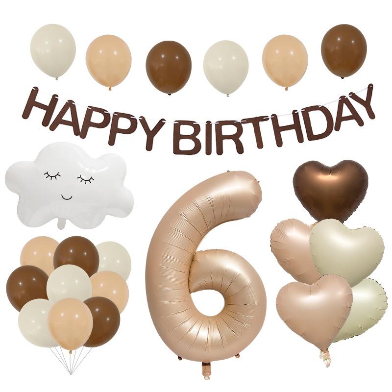 Wind caramel balloon birthday venue arrangement love balloon bundle closed eyes cloud aluminum film set cloth