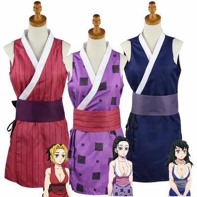 Uji Tengen Cosplay Kostüm Outfits von Demon Slayer Suma Hinatsuru Makio Ärmelloses Kimono Kleid Schleife Gürtel Uniform für Frauen Mädchen Kleidung Karneval