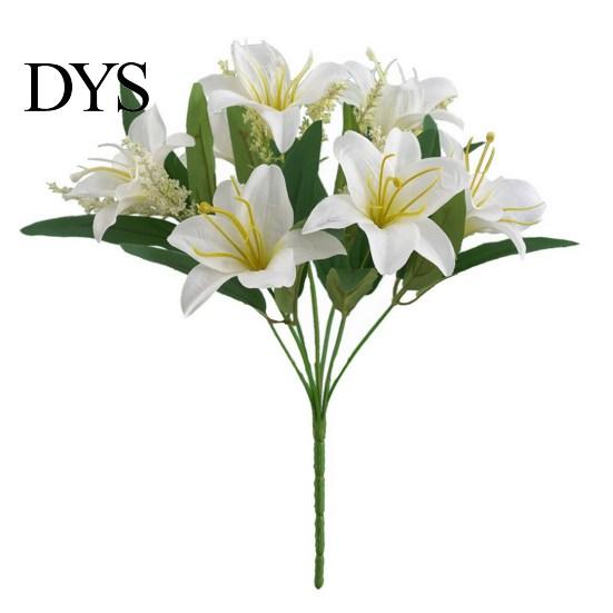 Lily Artificial Flower 1Pc 7 Heads Realistic Vivid Non-fading Not Wither Decorative Simulation Bouquet Gift Fake Home Art Decoration Scene Layout
