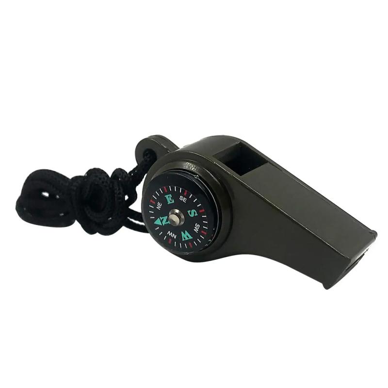 1/2pc 3 in 1 Emergency Survival Whistle Compass Thermometer Referee Whistle Camping Hiking Outdoor Multifunction Whistle