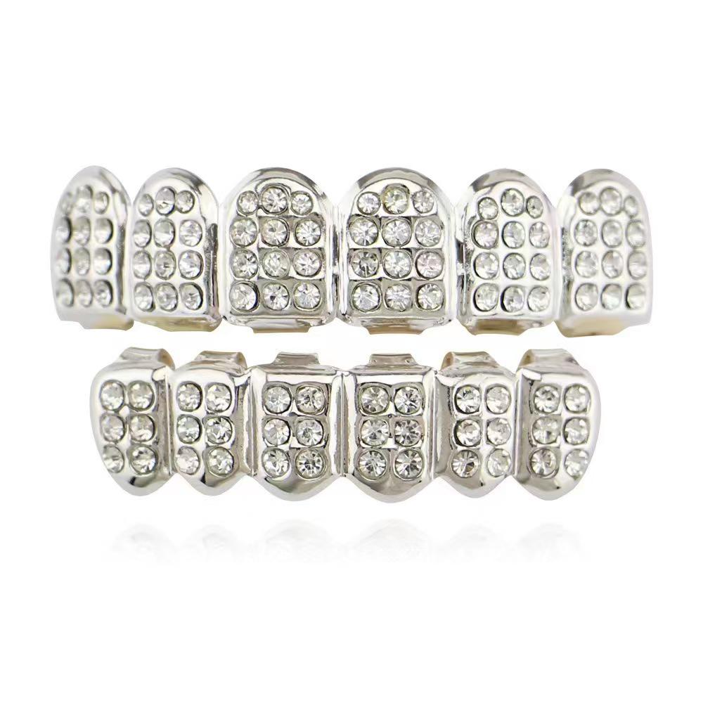 European Hip Hop Vampire Grill: 72-Diamond Six-Tooth Upper & 36-Diamond Lower Teeth Set
