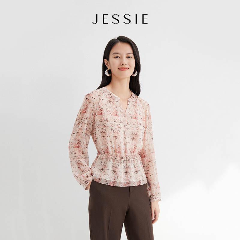 JESSIE Elegant Floral Chiffon Blouse S