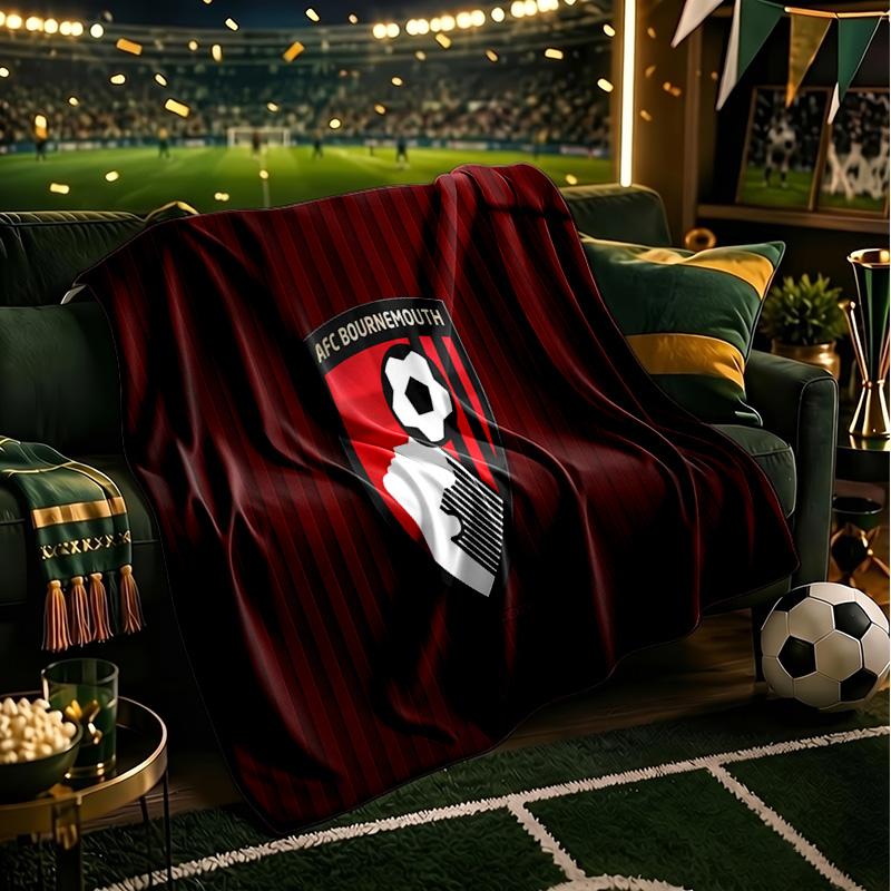 Afc Bournemouth Crest Throws Blanket Flannel Blankets Plush for Couch Bed Gifts for Men Women Travel picnic blanket Christmas fan gifts