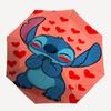 Stitch,Hearts Automatic Folding Umbrella   Simple 8 Rib Design, Bright Cartoon Pattern, Durable Iron Frame, Suitable For Travel, Outdoor, Be