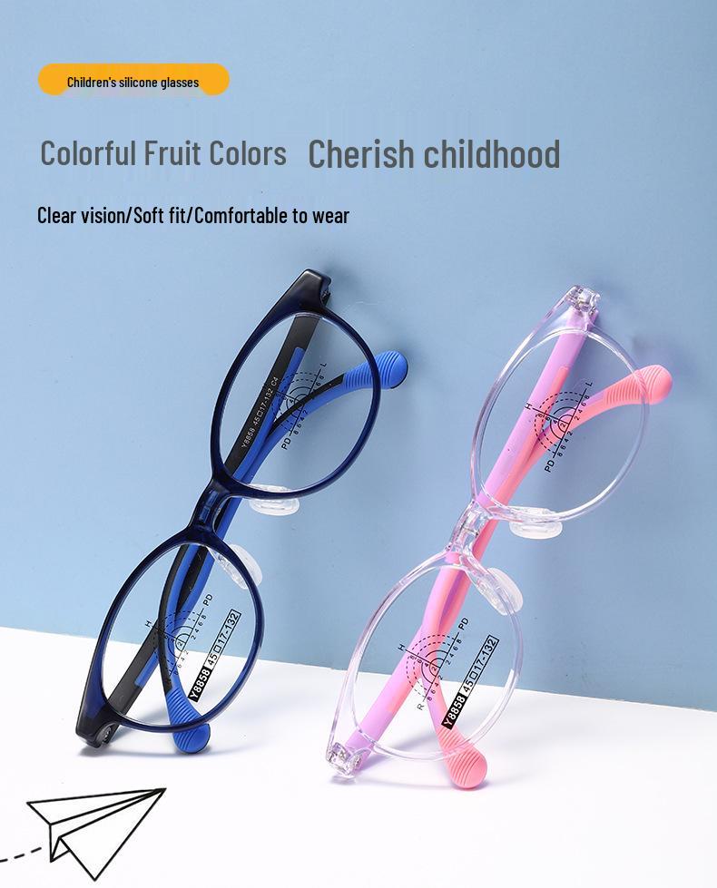 Comfortable Kids' Eyeglass Frames with Adjustable Nose Pads and Silicone Temples - Lightweight, Cute, and Durable for Girls