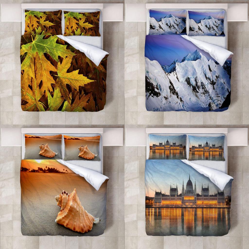 High Definition Digital Printed Bed Sheet Set Cross-border 3d Bedding Modern And Minimalist Style Fits 2.0m Bed Polyester Material