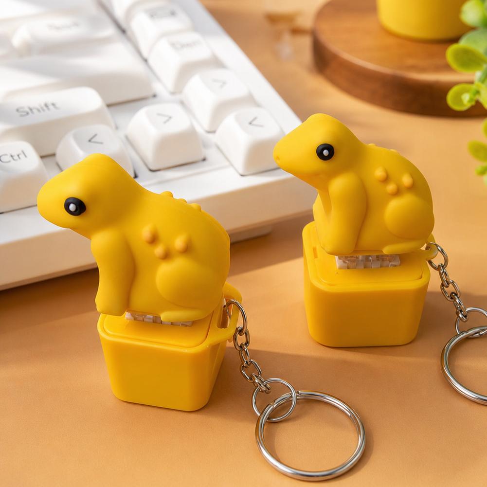 Toad Frog Fidget Keychain Mechanical Switch Clicky Button Stress Relief Toy Led Light Up Keyboard Keycap Desk Toy Gift