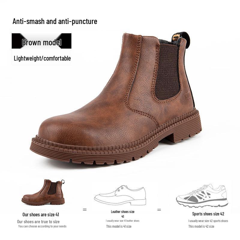 Men's Steel Toe Slip-On Safety Shoes - Anti-Smash, Anti-Puncture, Wear-Resistant, Convenient, Fashionable, Quick Release