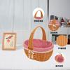 Portable Woven PP Picnic Basket With Red Liner 33x25x17cmStyle Storage Tote Fruits Vegetables Bread Outdoor Use