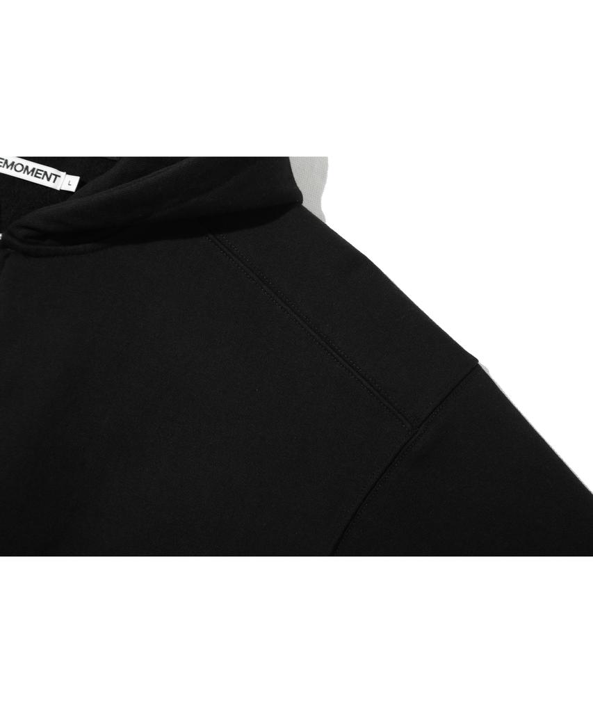 Basemoment Rivet Crop Zip-Up Hoodie (Heavyweight) Black