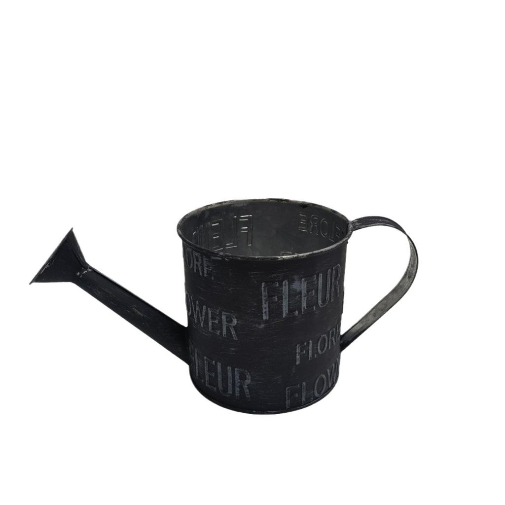 Retro Iron Plate Small Iron Bucket Literary Decoration Flower Arrangement Shooting with Iron Pot Printing Letters Iron Plate Water Bottle