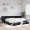 Vidaxl Extendable Sofa With Drawers, Black, 90X200 Cm, Velvet