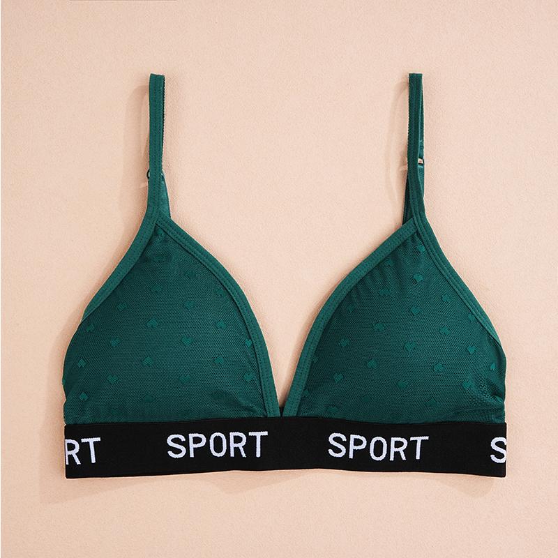 

Женское кружевное нижнее белье FINETOO, спортивные бюстгальтеры, сексуальный бюстгальтер для девочек, съемные вкладыши для груди, бюстгальтер с чашкой 3/4, бюстгальтер с треугольными чашечками и бретельками One Size&L зелёный