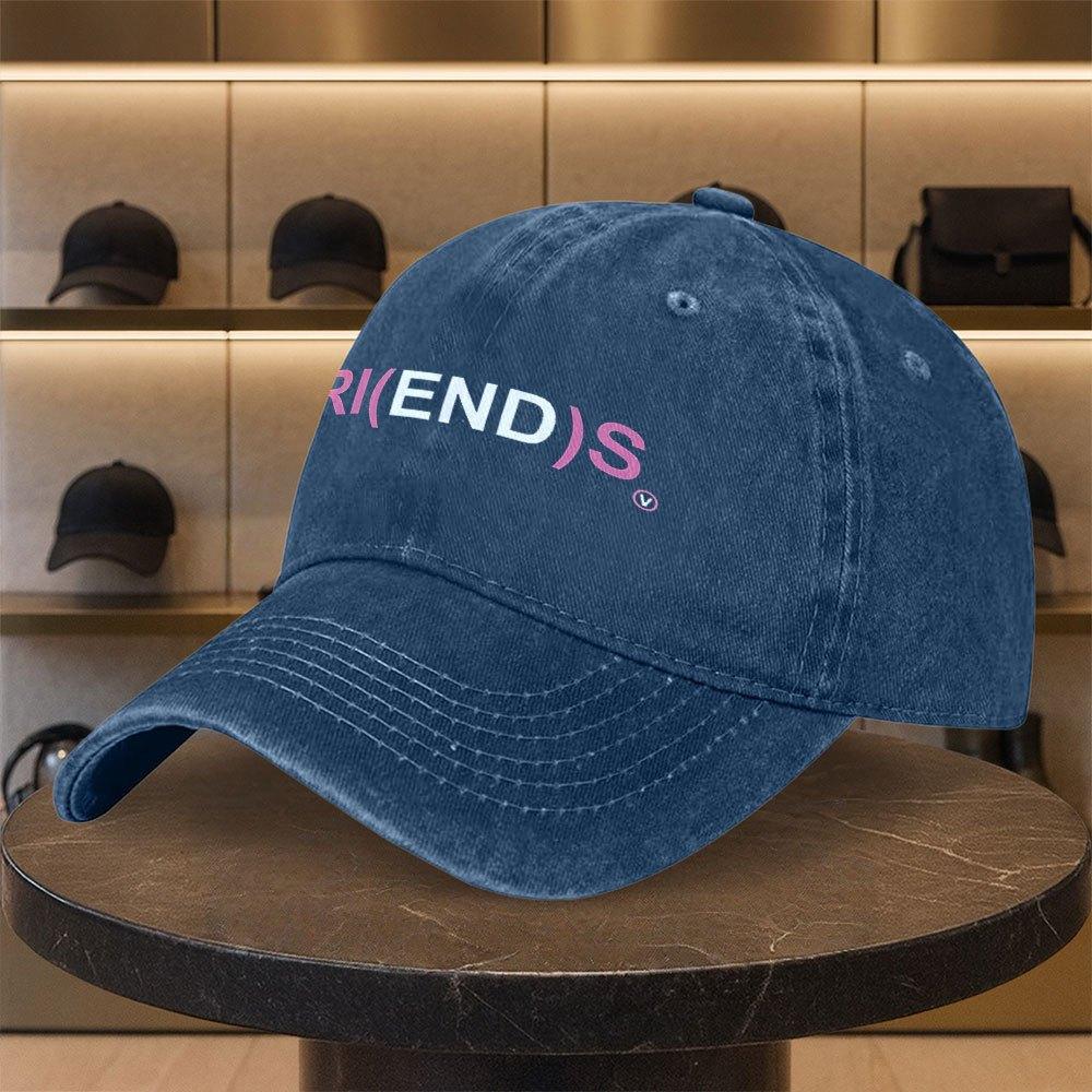 Casual Friendship Text Printed Washed Baseball Cap Unisex Fashion Hat for Daily Commuting