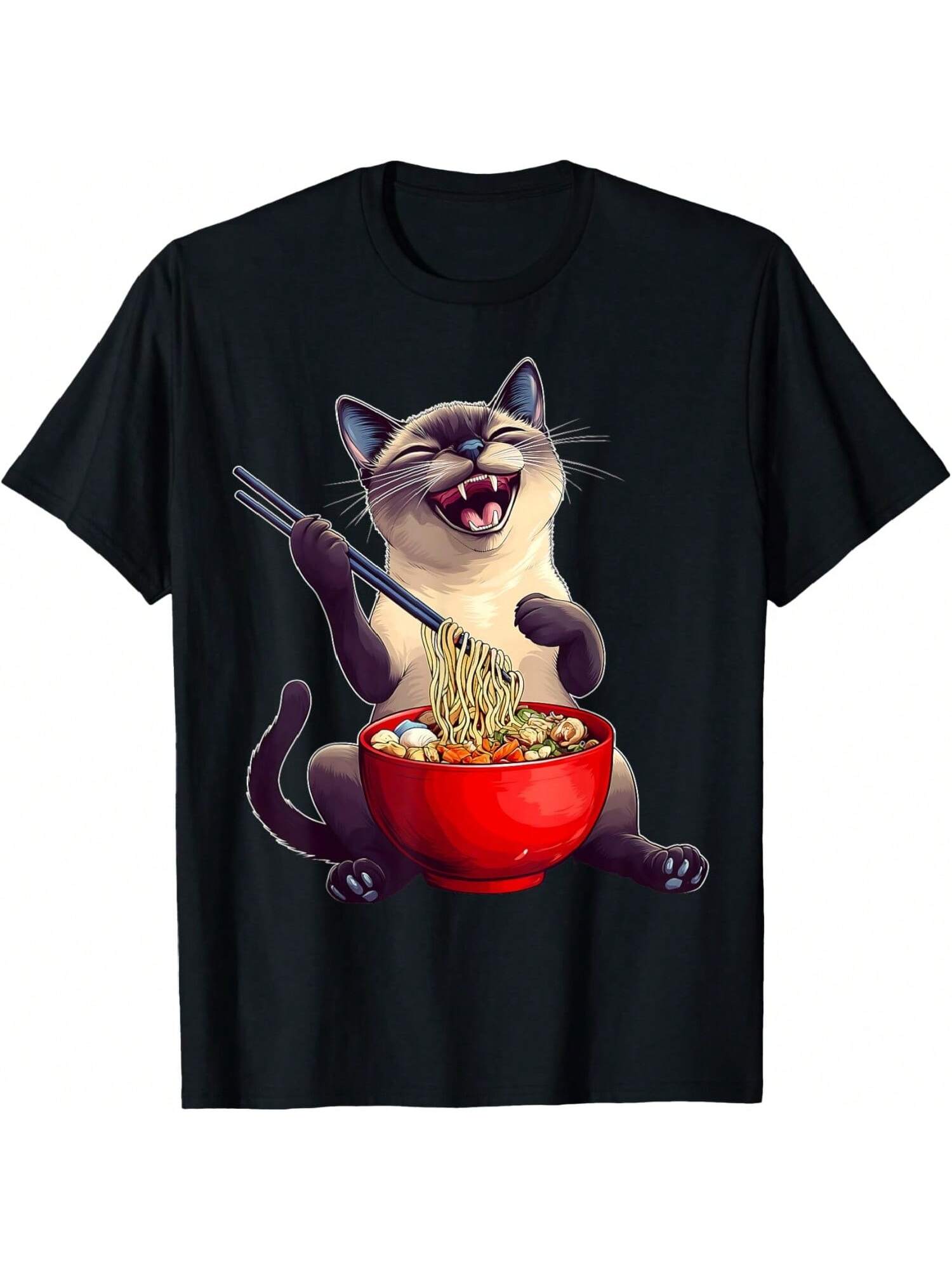 Сиамский кот Японская лапша Футболка XXXXXL чёрный