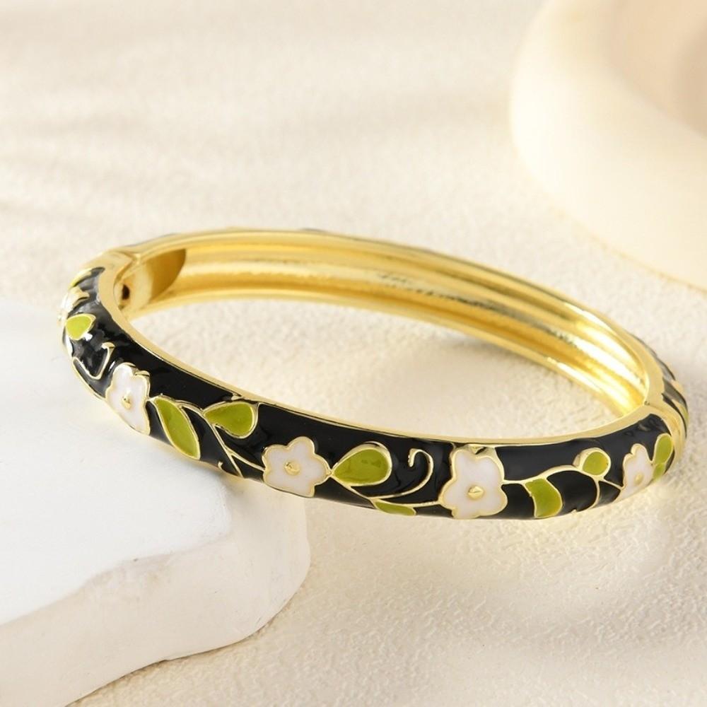 Floral Motifs Cloisonne Bangle Zinc Zinc Zinc Alloy Dropped Glaze Bracelet  Party Jewelry