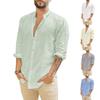 Camicia da Uomo Colore Unico Bottoni Autunno Collo Alto Manica Lunga Versatile per Festa