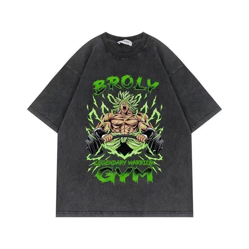 Japanischer Anime Anime Sieben Dragon Ball Waschen Gebraucht Herren- und Damen-T-Shirts mit Aufdruck Dopamin Beliebt Sommer Baumwoll-T-Shirts L black