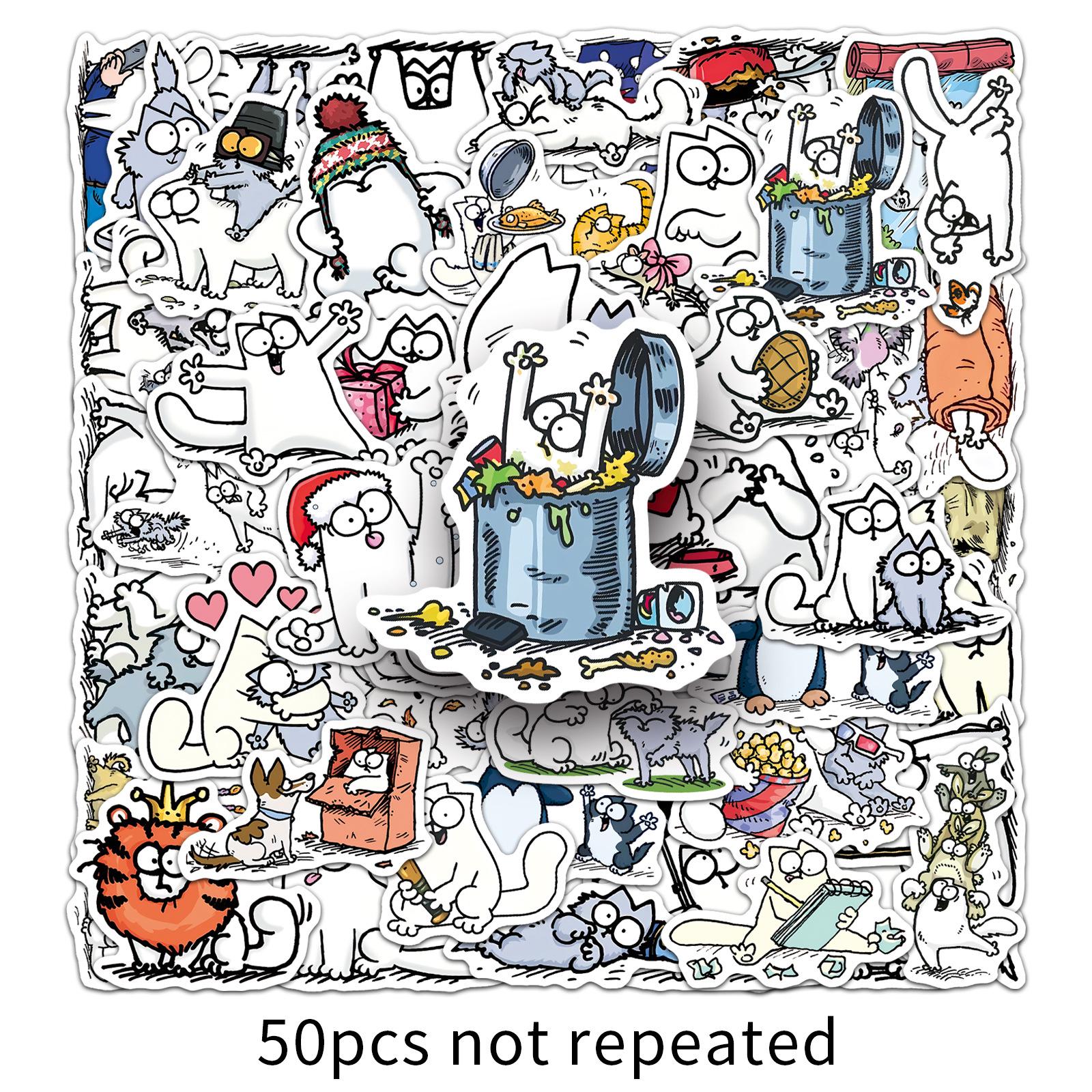 Simon s Cat Cartoon Emoji Stickers, 50 Waterproof Decorative Sheets