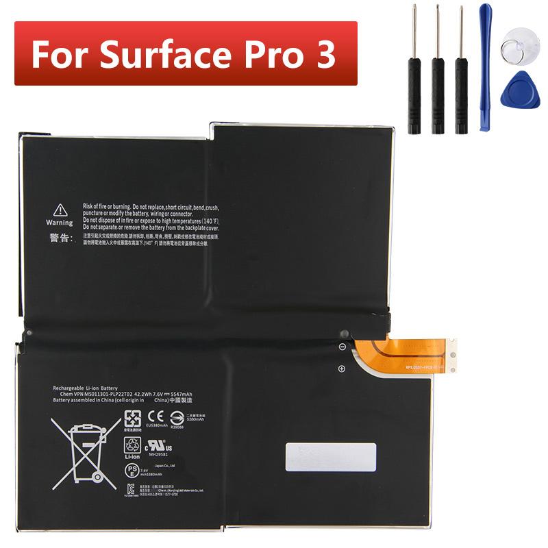 Rechargeable Lithium Battery For Microsoft Surface Pro 3 Pro3 G3HTA009H G3HTA005H MS011301 Battery 5547mAh