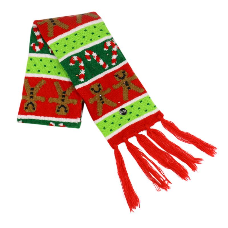 Cross-border Hot-selling Adult Winter Christmas Series Wool Hat LED Lighting Warm Knitted Hat Scarf Set Wholesale