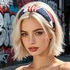 Women Headband USA Flag Independence Day Stars Stripes Pattern Headband Sponge Filling Non-Slip Hair Hoop Holiday Party Hair Accessory