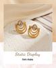 18K Gold Vacuum-Plated Stainless Steel Zirconia Stud Earrings - Women's High-End European American Retro Style, Waterproof with Polished Finish