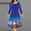 Christmas Print Woman Dress O Neck Ladies Long Sleeves Autumn Winter New Products Loose Casual Christmas Tree Plus Size Dresses