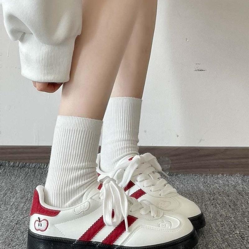 Green Apple Board Shoes Student Women's New Versatile Shoes Platform White Shoes Tide